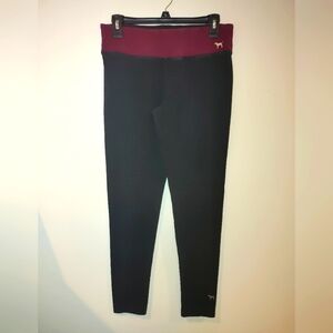 Victoria's Secret Black and Maroon Yoga Leggings, Size Medium